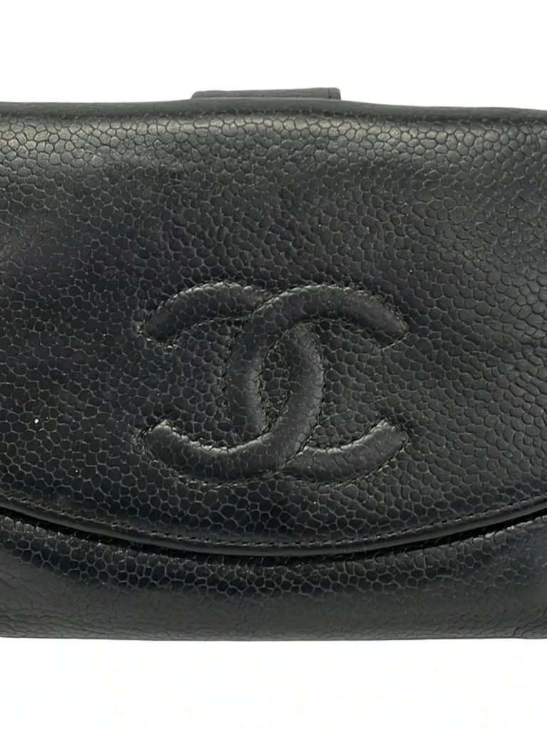 Chanel A13496 Black Calfskin Double-Hook Wallet